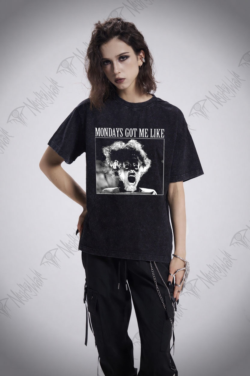 Mondays Got Me Like Bride of Frankenstein Washed T-shirt