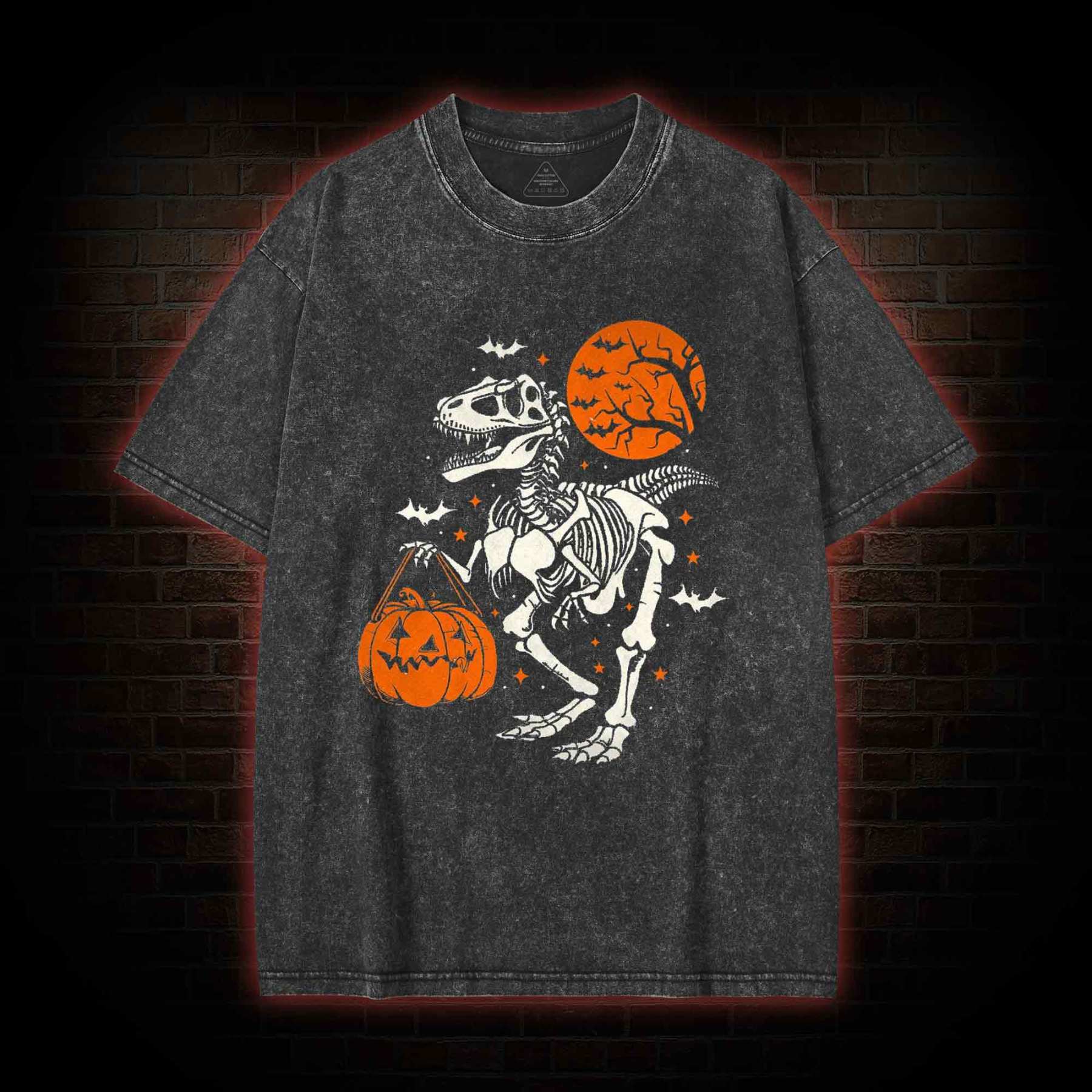 Dinosaur Halloween Washed T-shirt