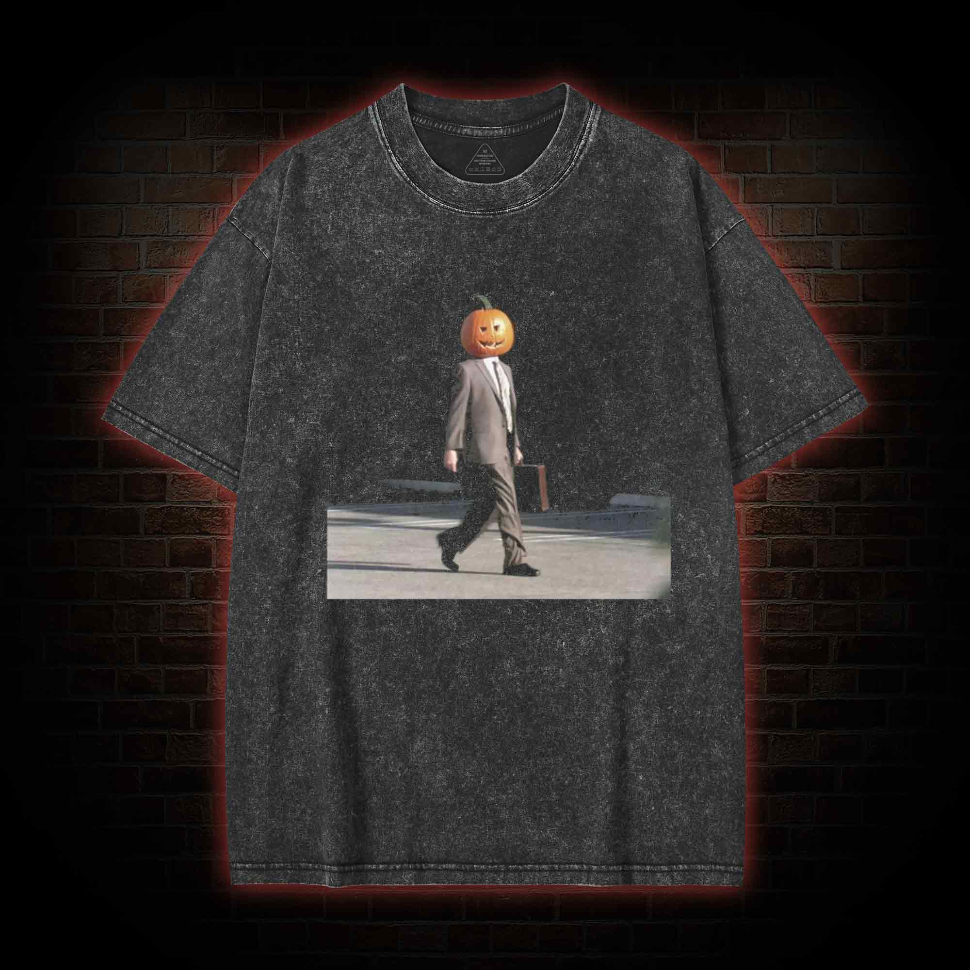 Pumpkin Head Halloween Washed T-shirt
