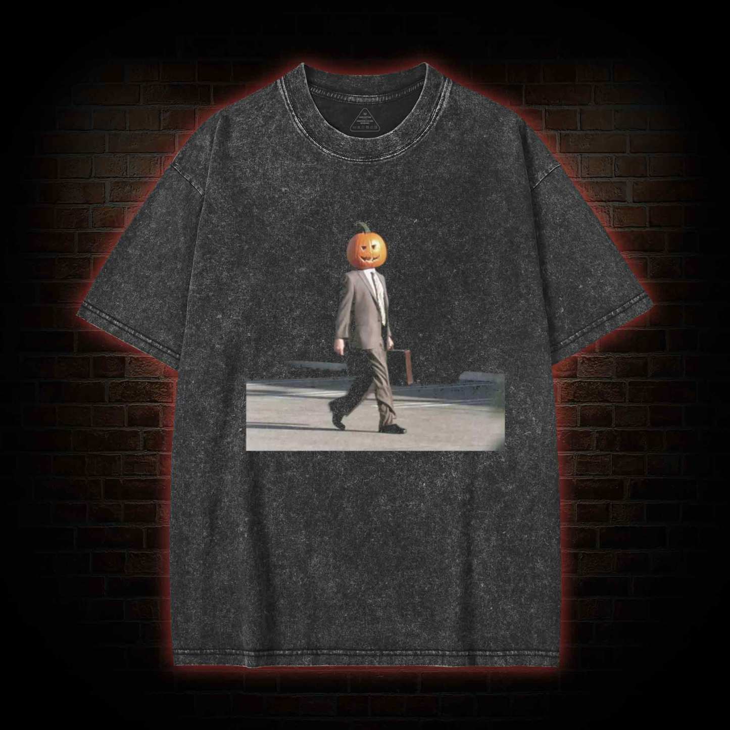 Pumpkin Head Halloween Washed T-shirt
