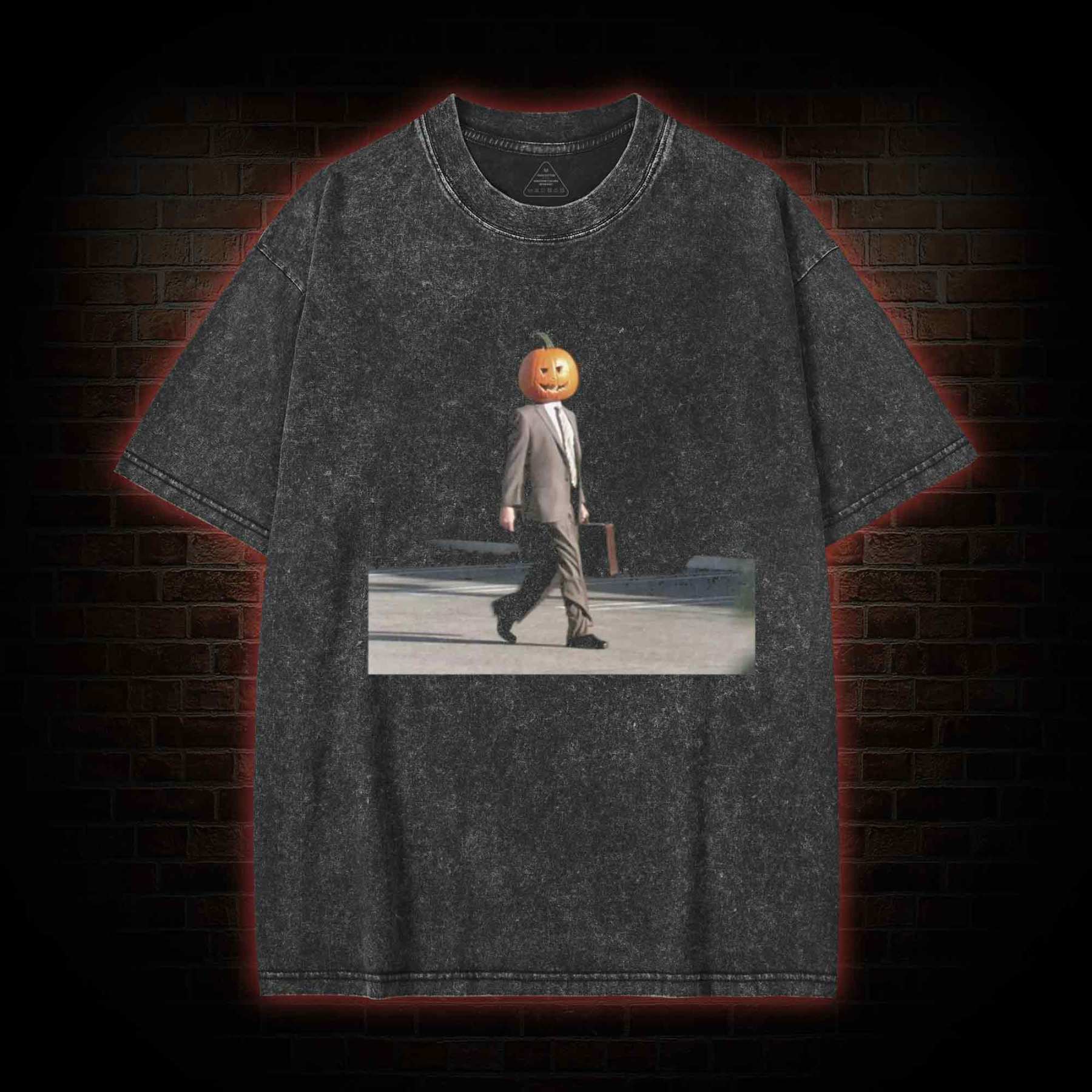 Pumpkin Head Halloween Washed T-shirt