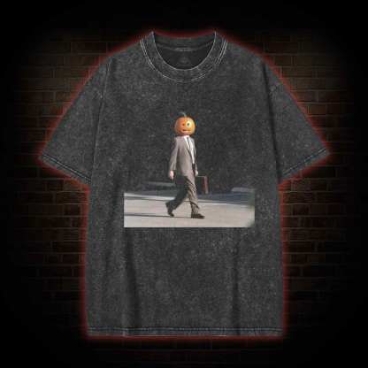 Pumpkin Head Halloween Washed T-shirt