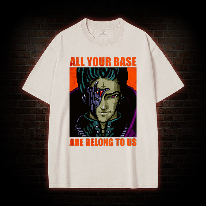 All Your Base Retro Meme Unisex Graphic Washed T-Shirt