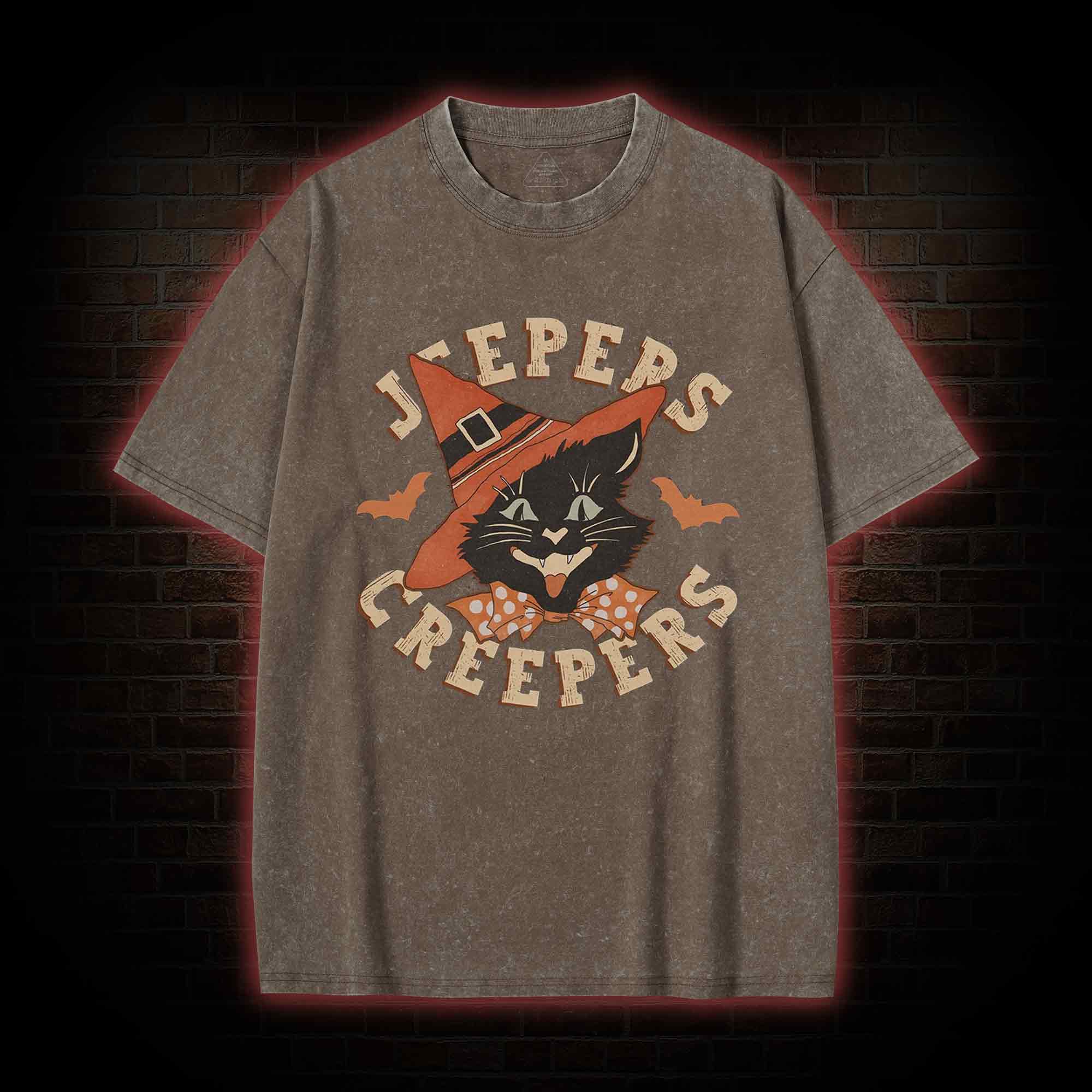 Halloween Black Cat Washed T-shirt