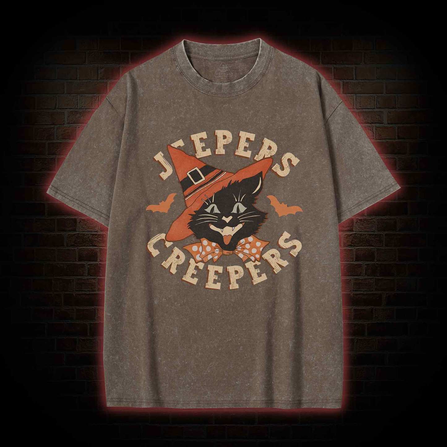 Halloween Black Cat Washed T-shirt