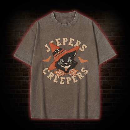 Halloween Black Cat Washed T-shirt