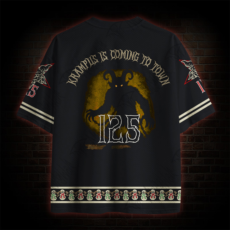 Be Good Or Else Krampus Christmas Mesh Jersey
