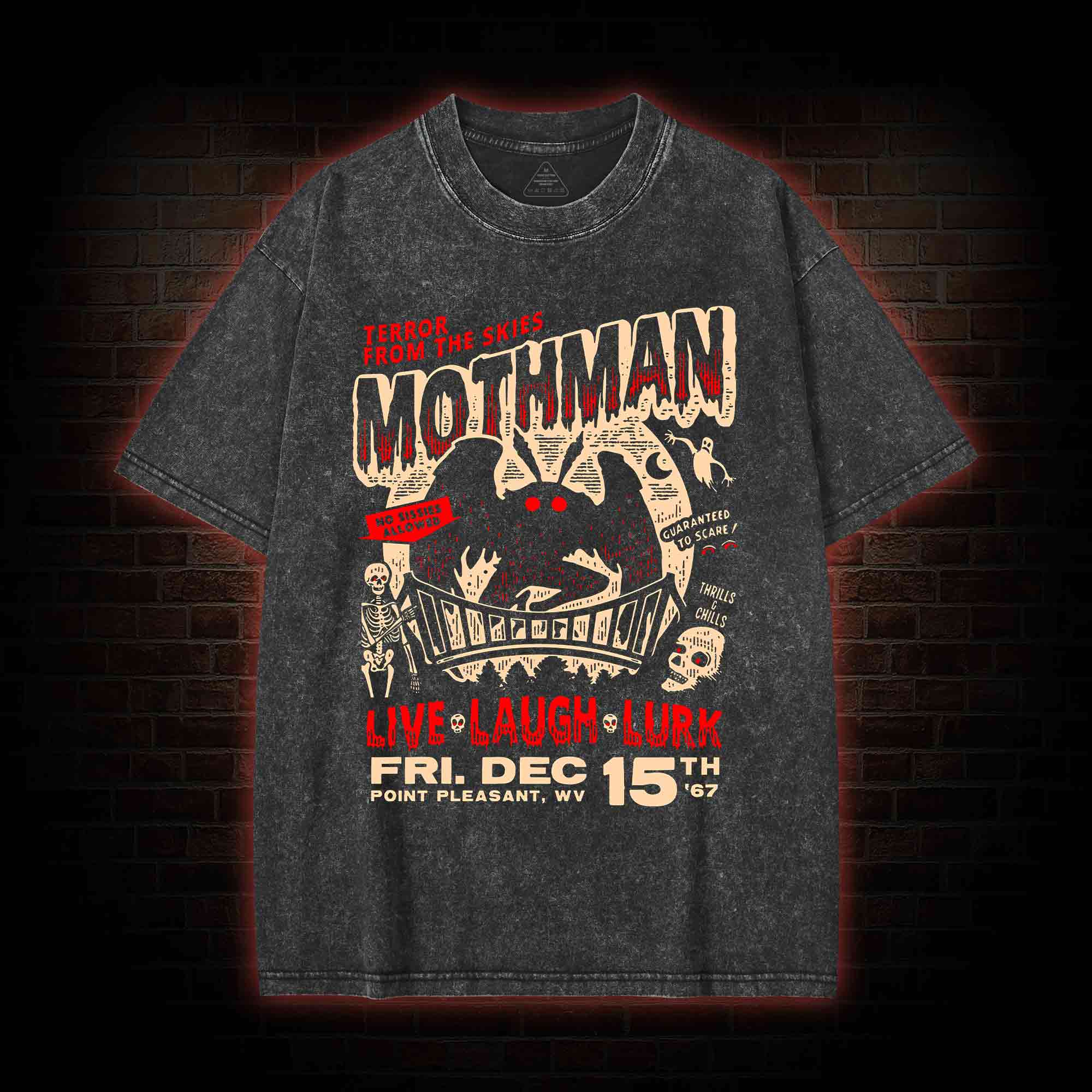 Mothman Live Laugh Lurk Washed T-Shirt