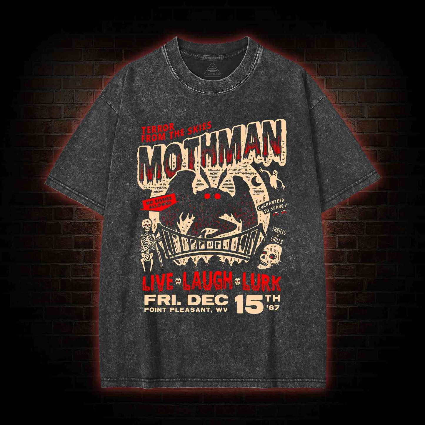 Mothman Live Laugh Lurk Washed T-Shirt