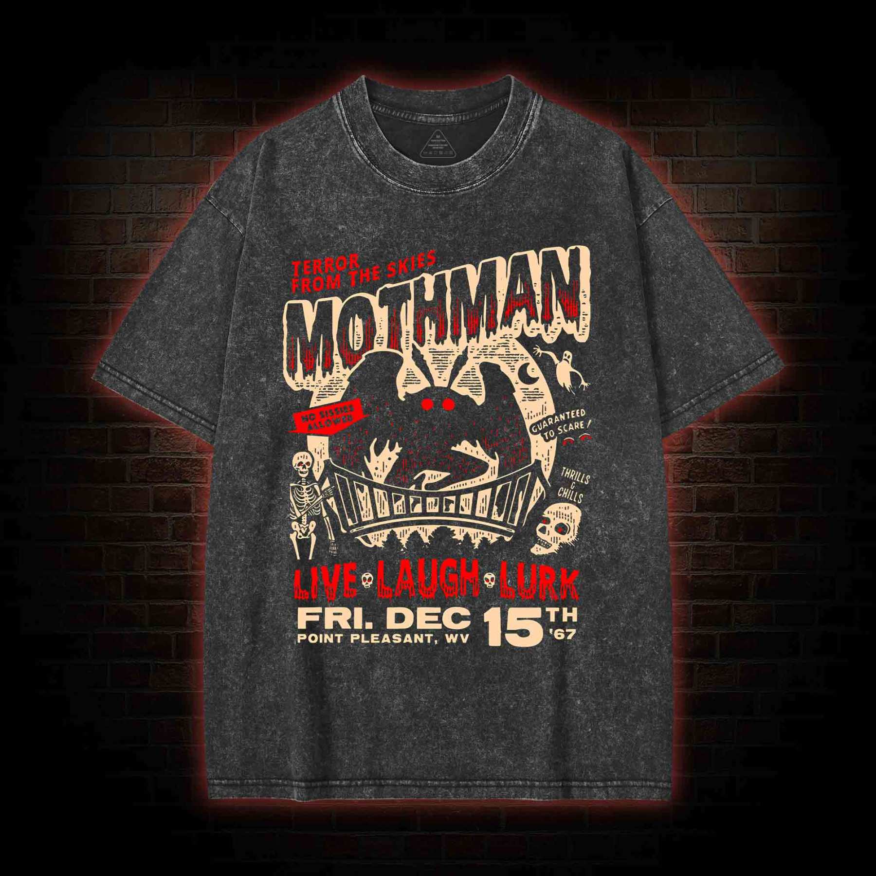 Mothman Live Laugh Lurk Washed T-Shirt