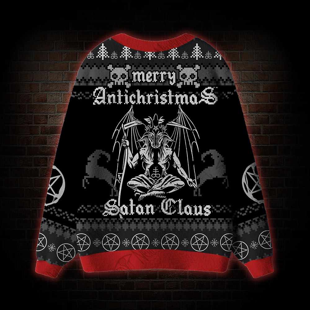 Merry Antichristmas Satan Claus Satanic Cardigan Sweater