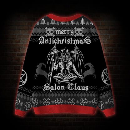Merry Antichristmas Satan Claus Satanic Cardigan Sweater