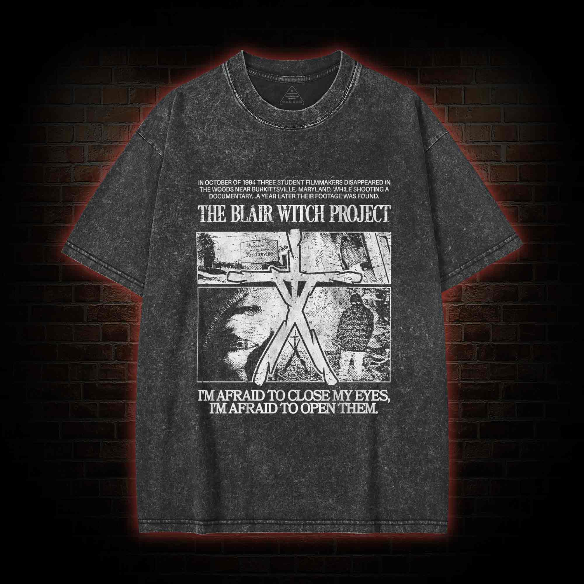 I'm Afrid to Close My Eyes Retro Washed T-shirt