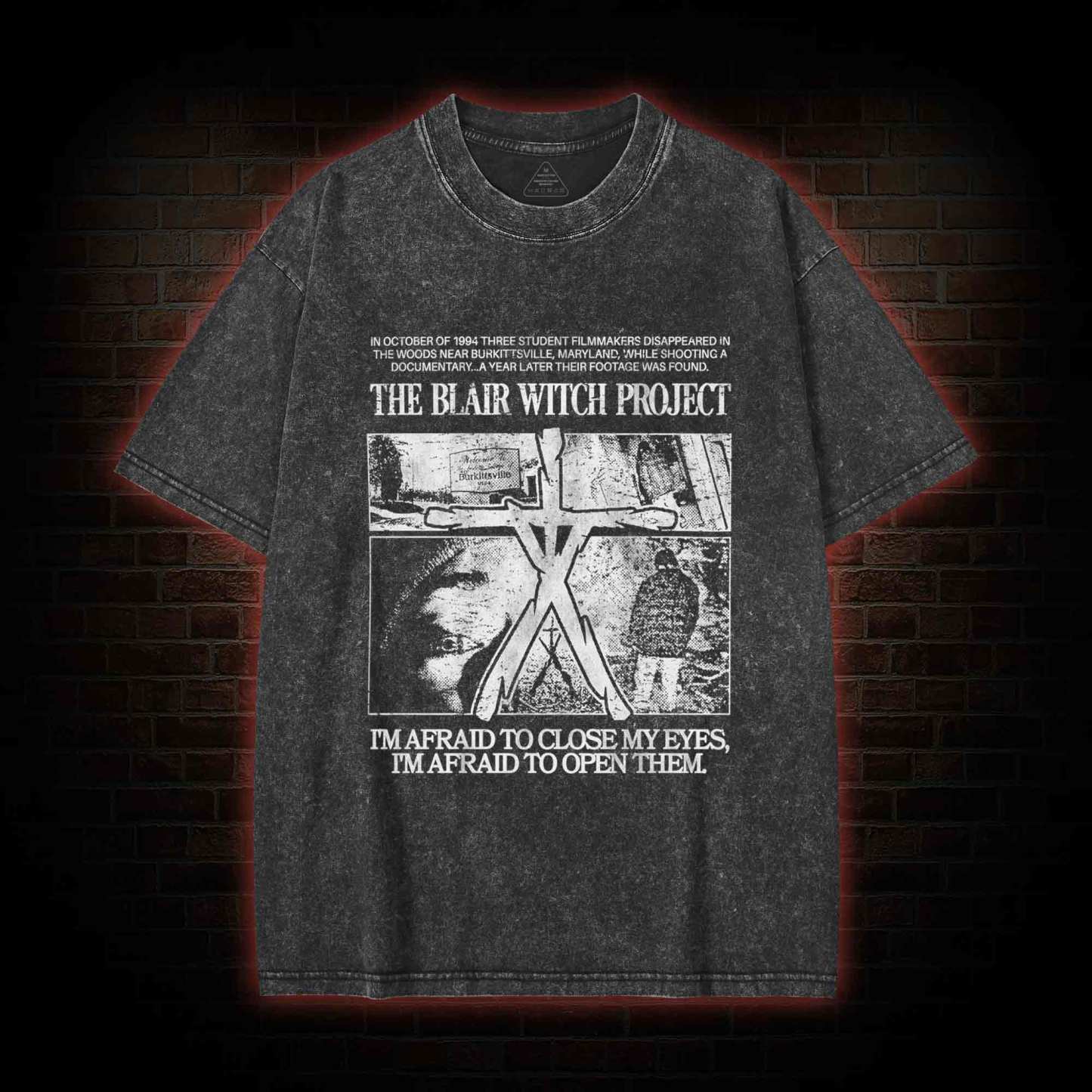 I'm Afrid to Close My Eyes Retro Washed T-shirt