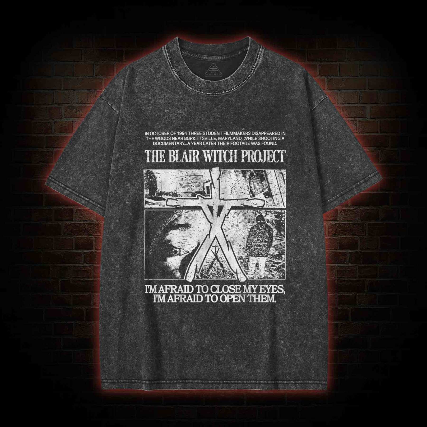 I'm Afrid to Close My Eyes Retro Washed T-shirt