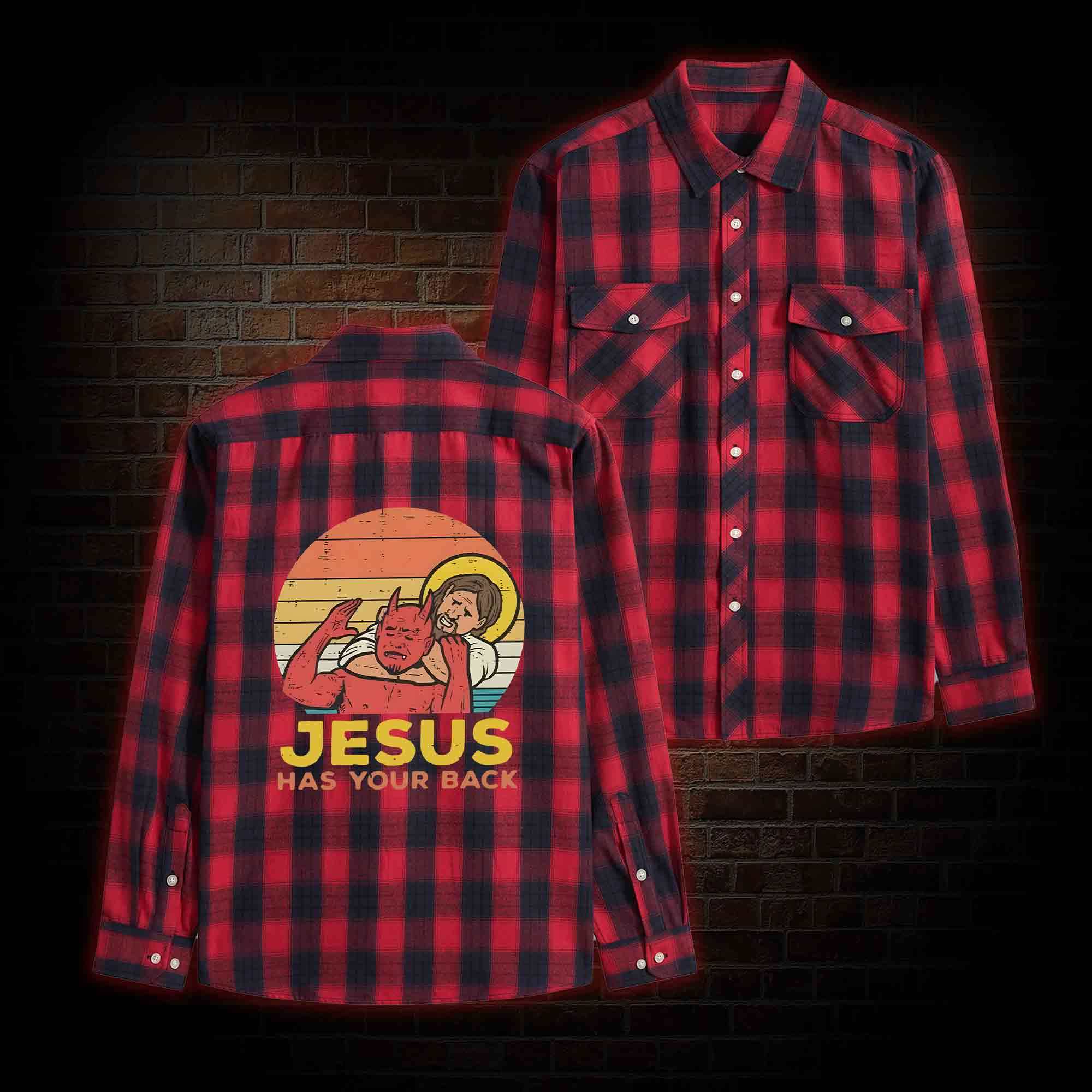 Jesus Has Your Back Unisex Flannel Shirt