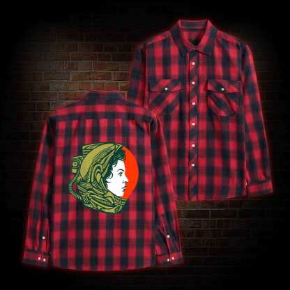 Retro Style Alien Unisex Flannel Shirt