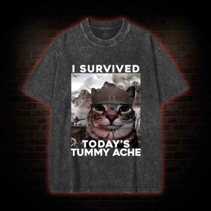 I Survived Today's Tummy Ache Washed T-shirt