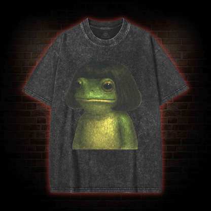 Frog With Bob Haircut Washed T-shirt