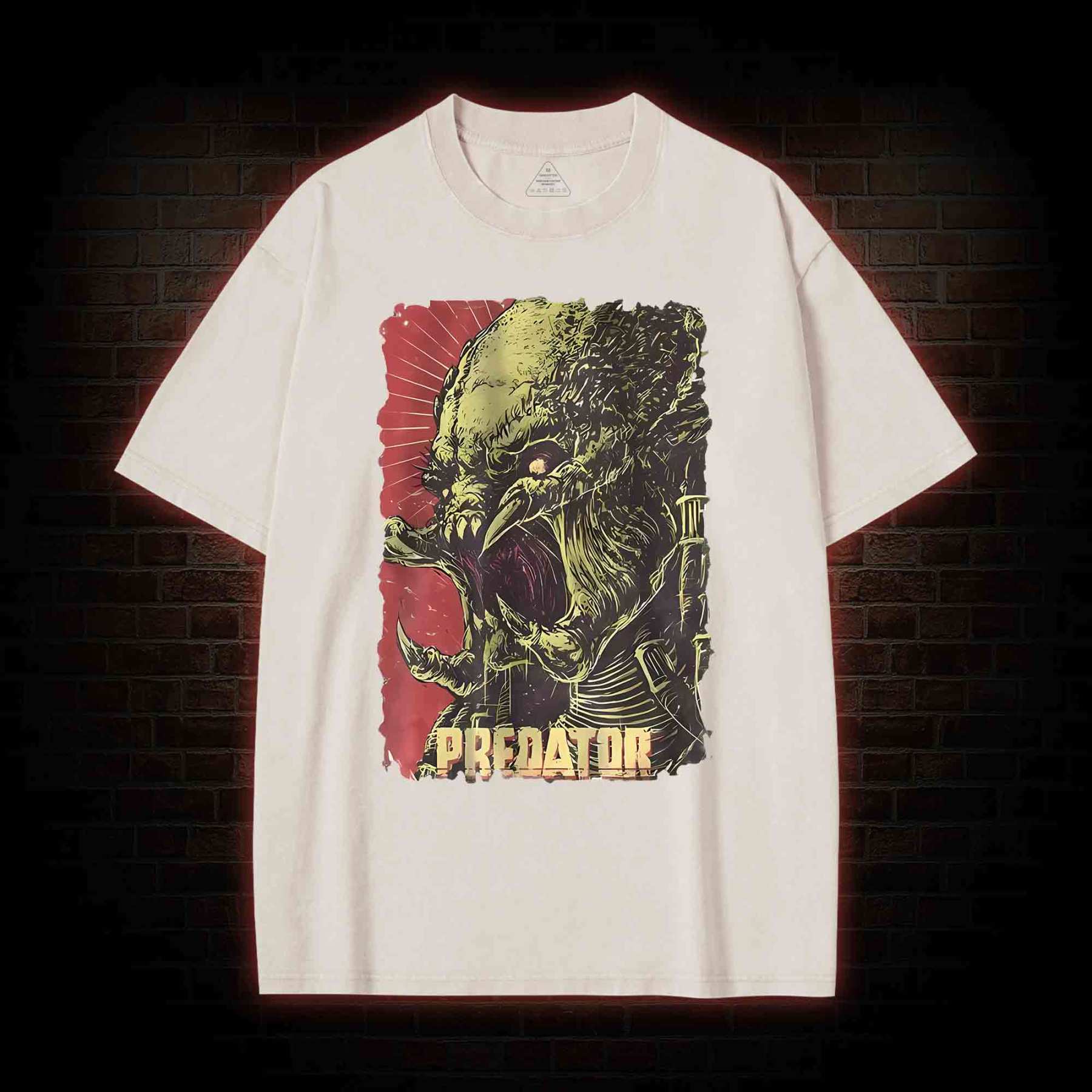Alien Vs Alien Hunter Vintage Movie Washed T-shirt