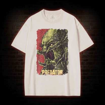 Alien Vs Alien Hunter Vintage Movie Washed T-shirt