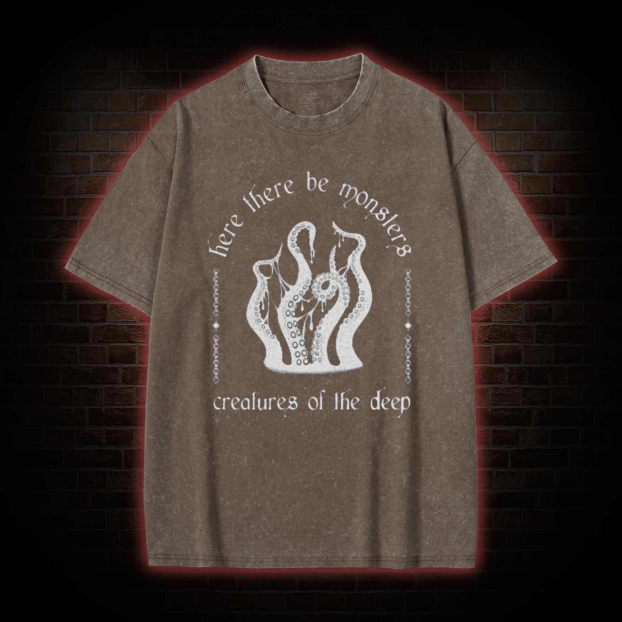 Here There be Monsters Washed T-shirt