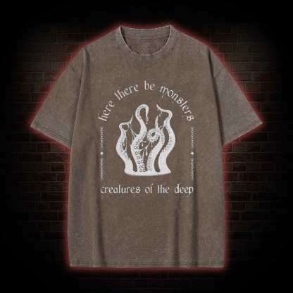 Here There be Monsters Washed T-shirt