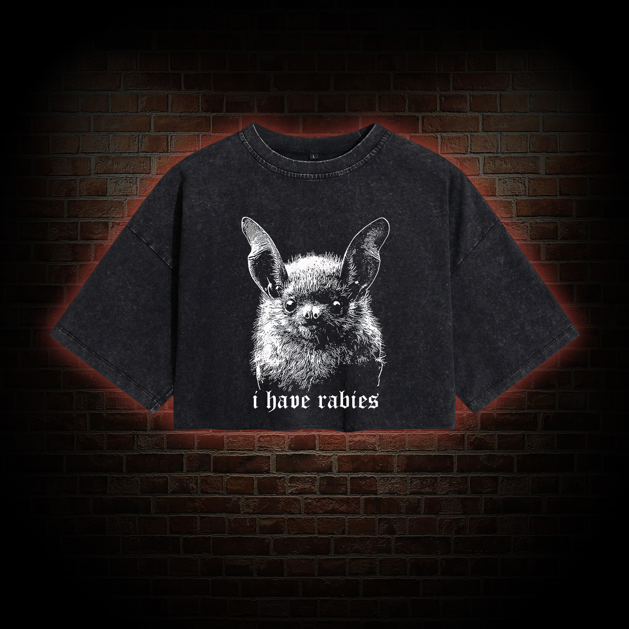 I Have Rabies Bat Washed Cropped T-shirts