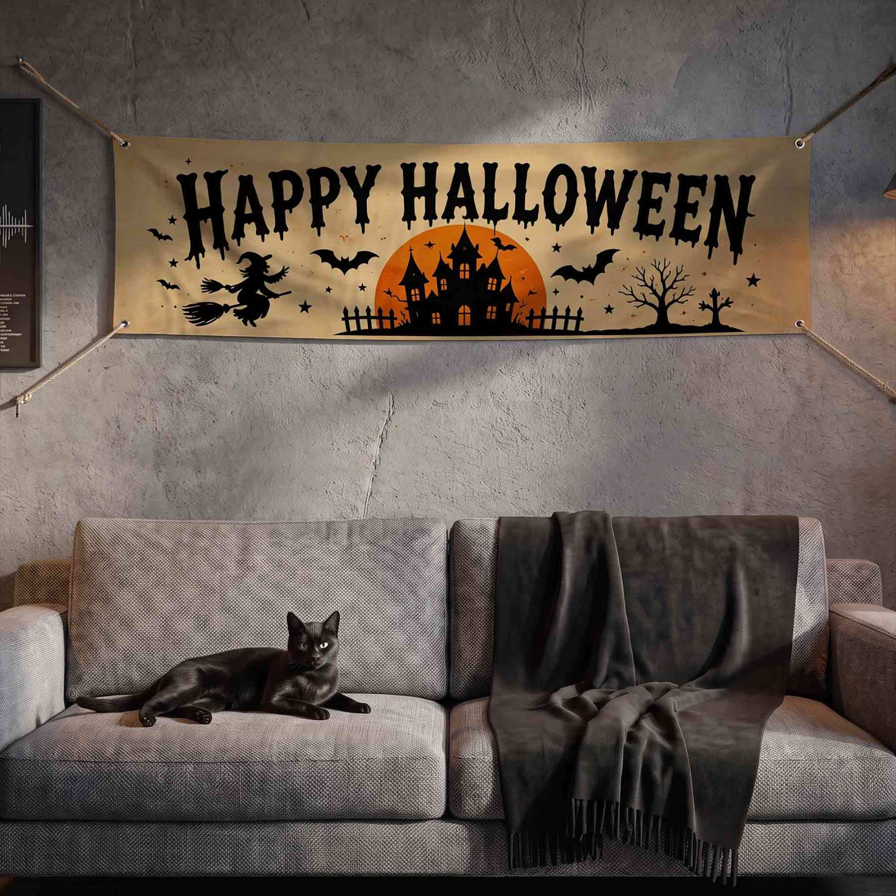 Bats Happy Halloween Banner