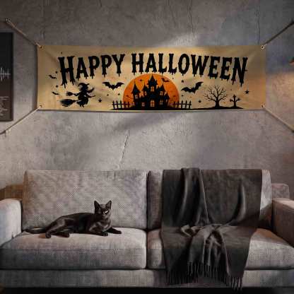 Bats Happy Halloween Banner