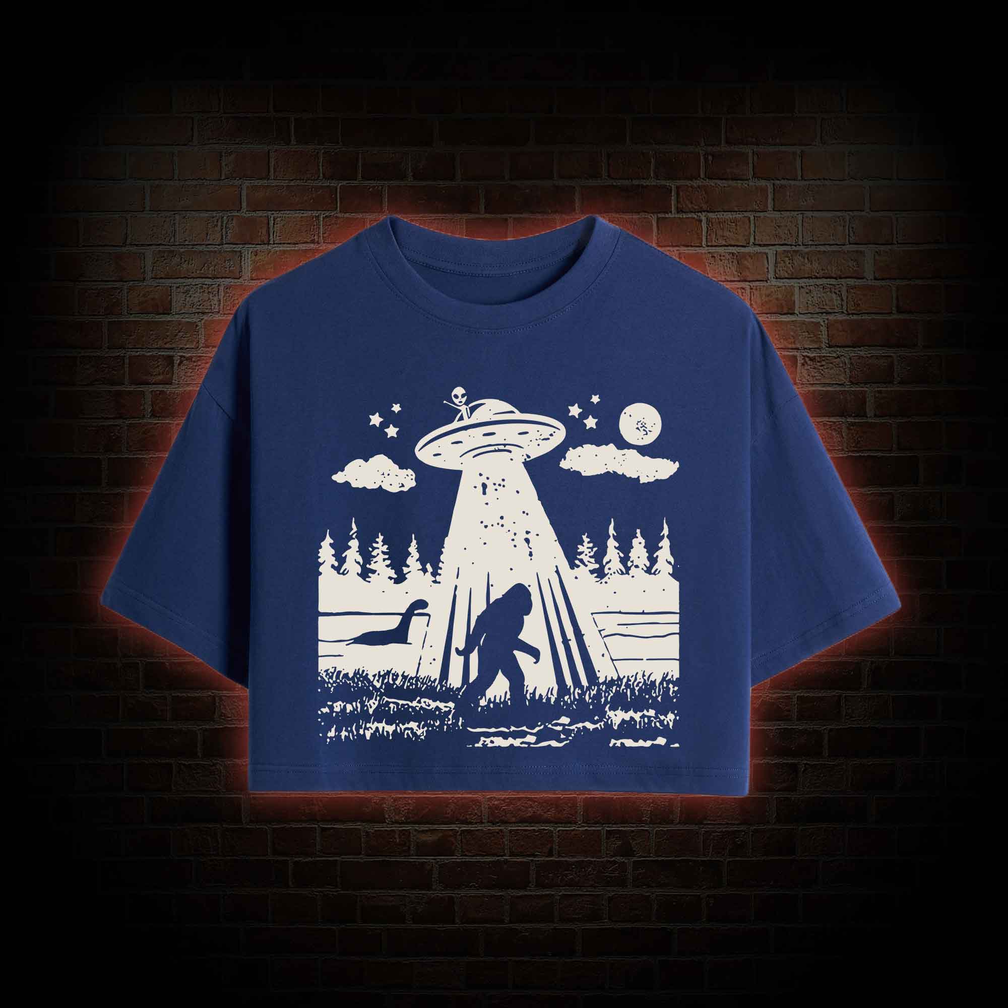 Bigfoot Sasquatch Alien UFO Loch Ness Monster Crop Top