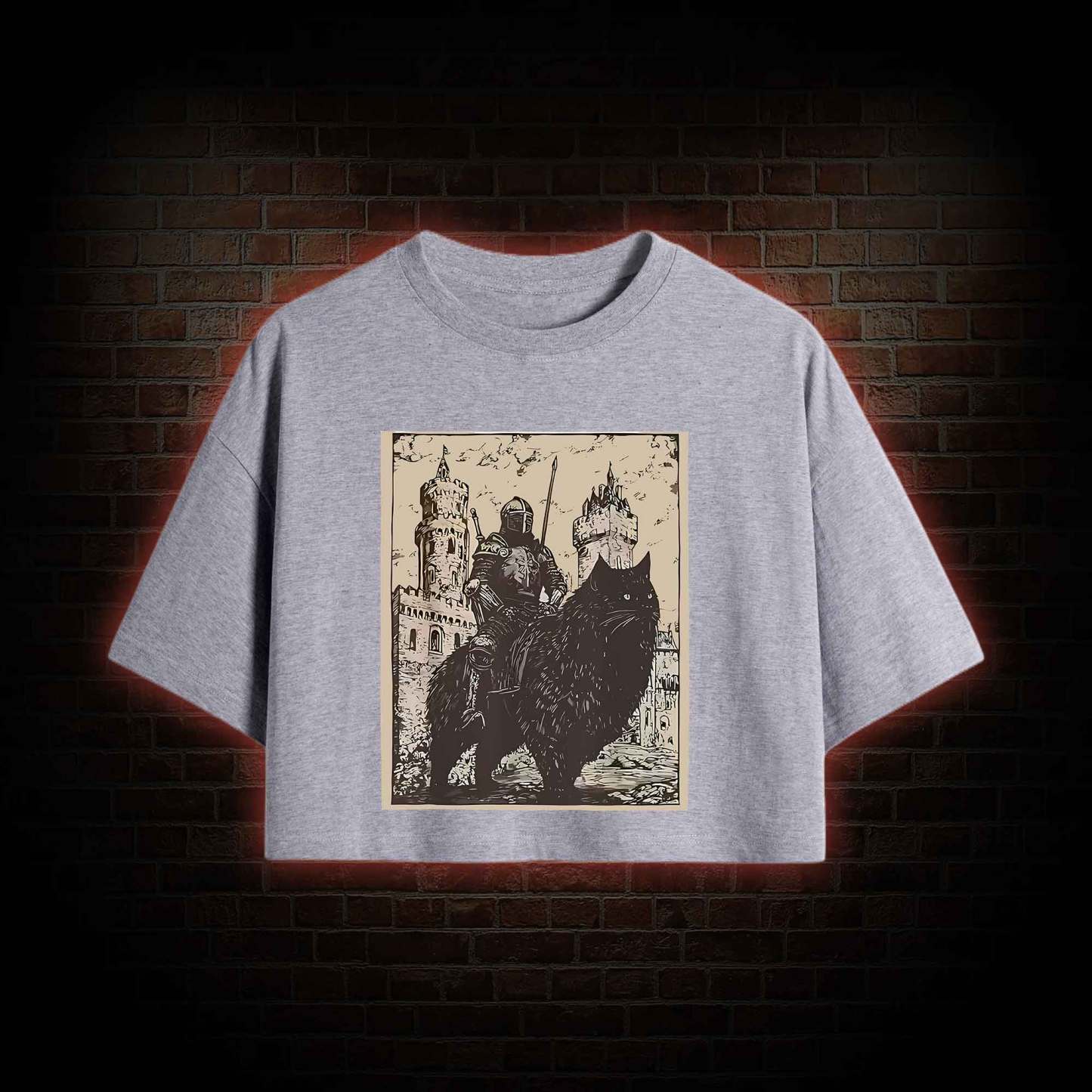 Knight Cat Rider Vintage Crop Top