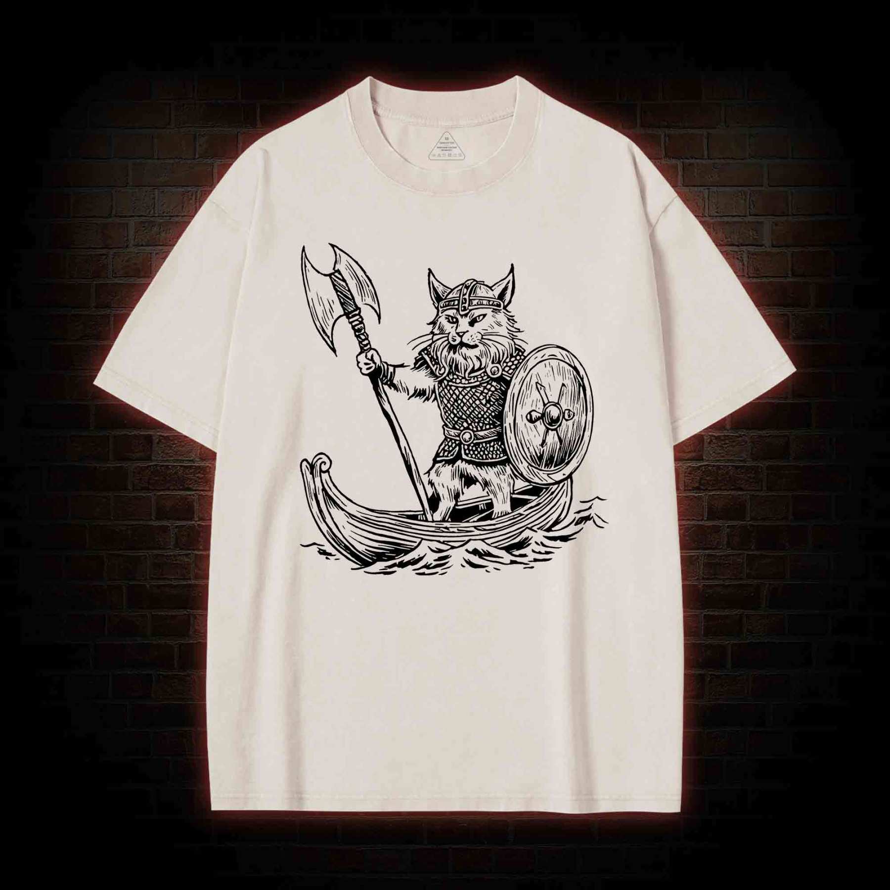 Viking Cat Washed T-shirt