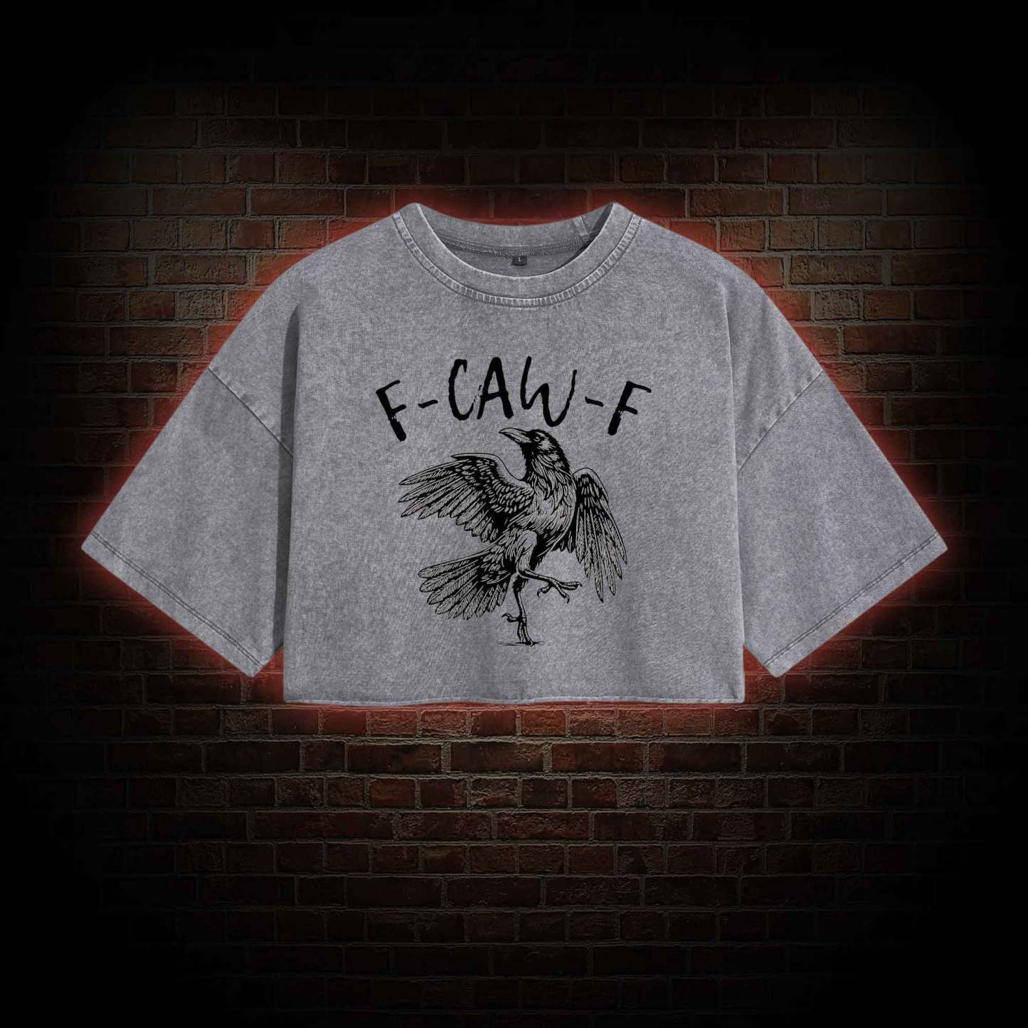 F-caw-f Funny Washed Cropped T-shirts