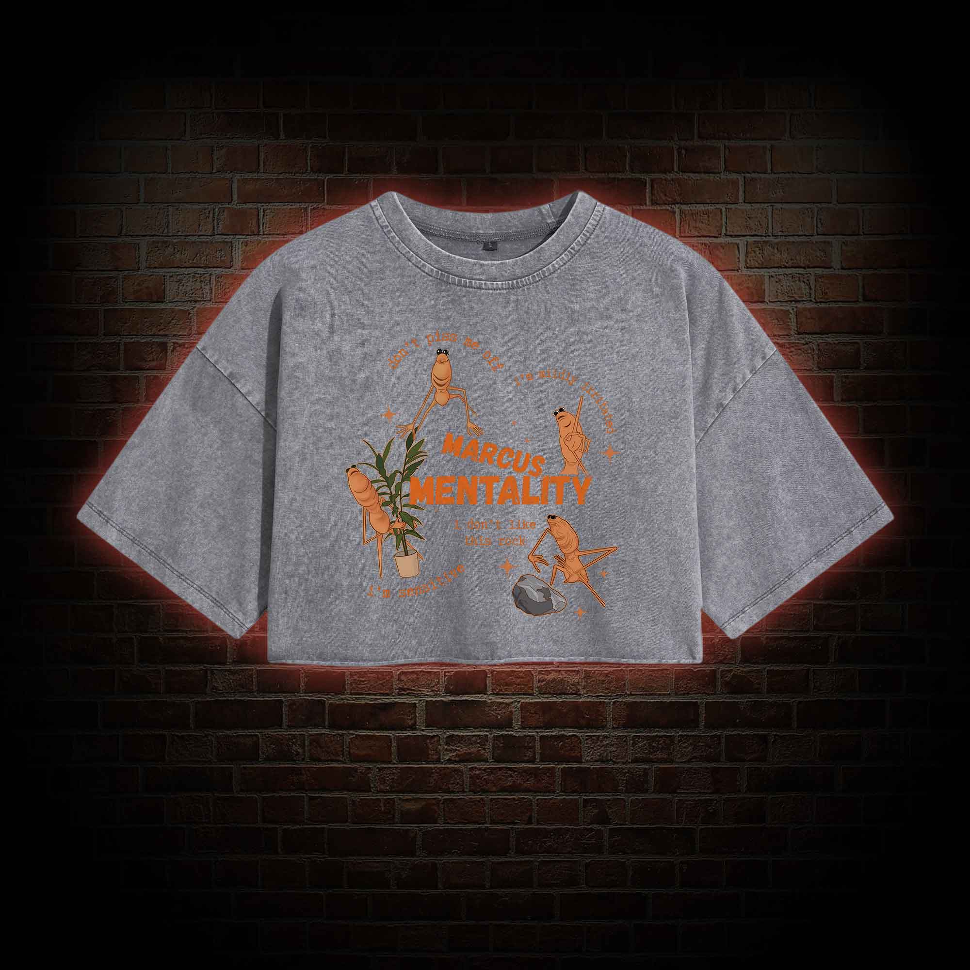 Marcus the Worm Washed Cropped T-shirts