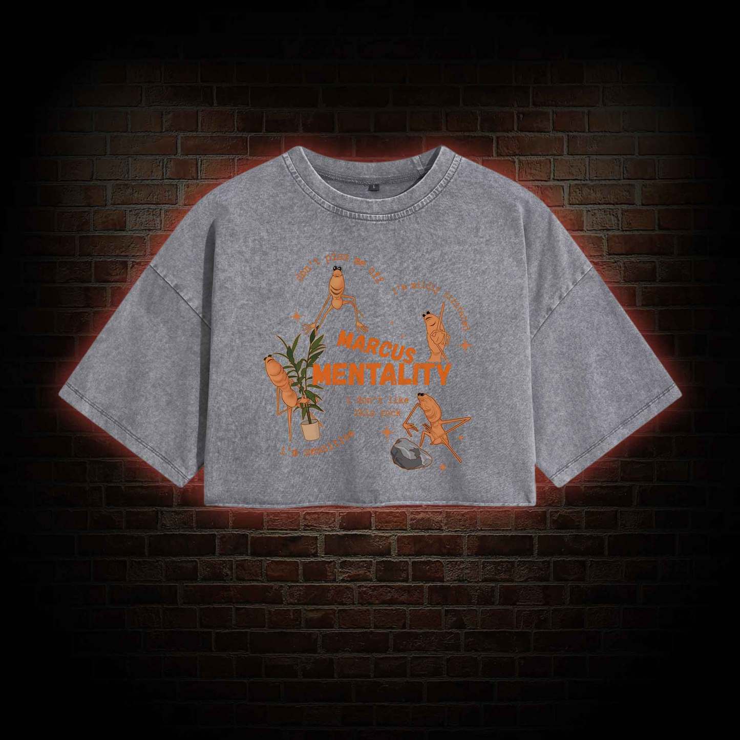 Marcus the Worm Washed Cropped T-shirts