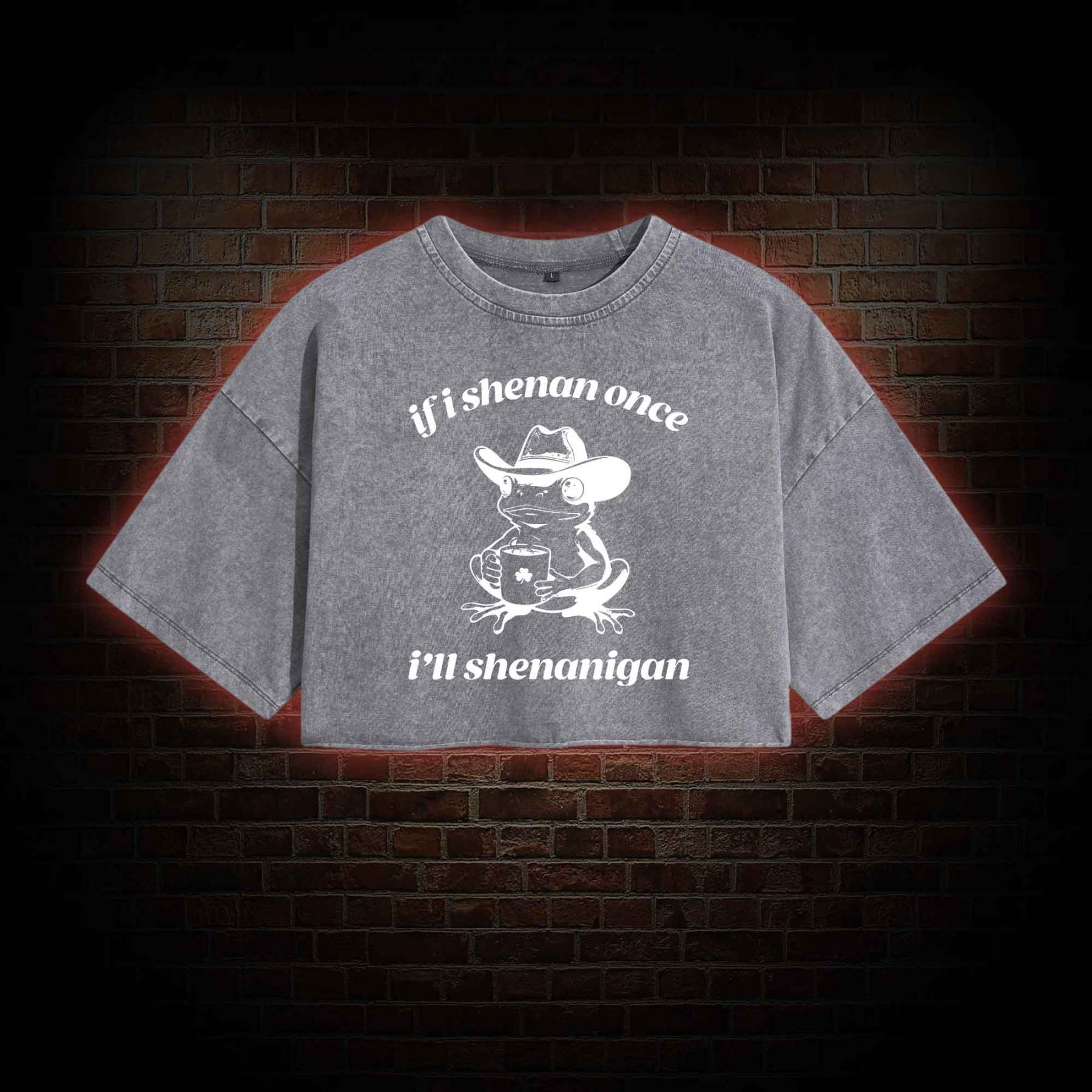 If I Shenan Once I'll Shenanigan Washed Cropped T-shirts