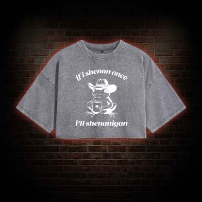 If I Shenan Once I'll Shenanigan Washed Cropped T-shirts
