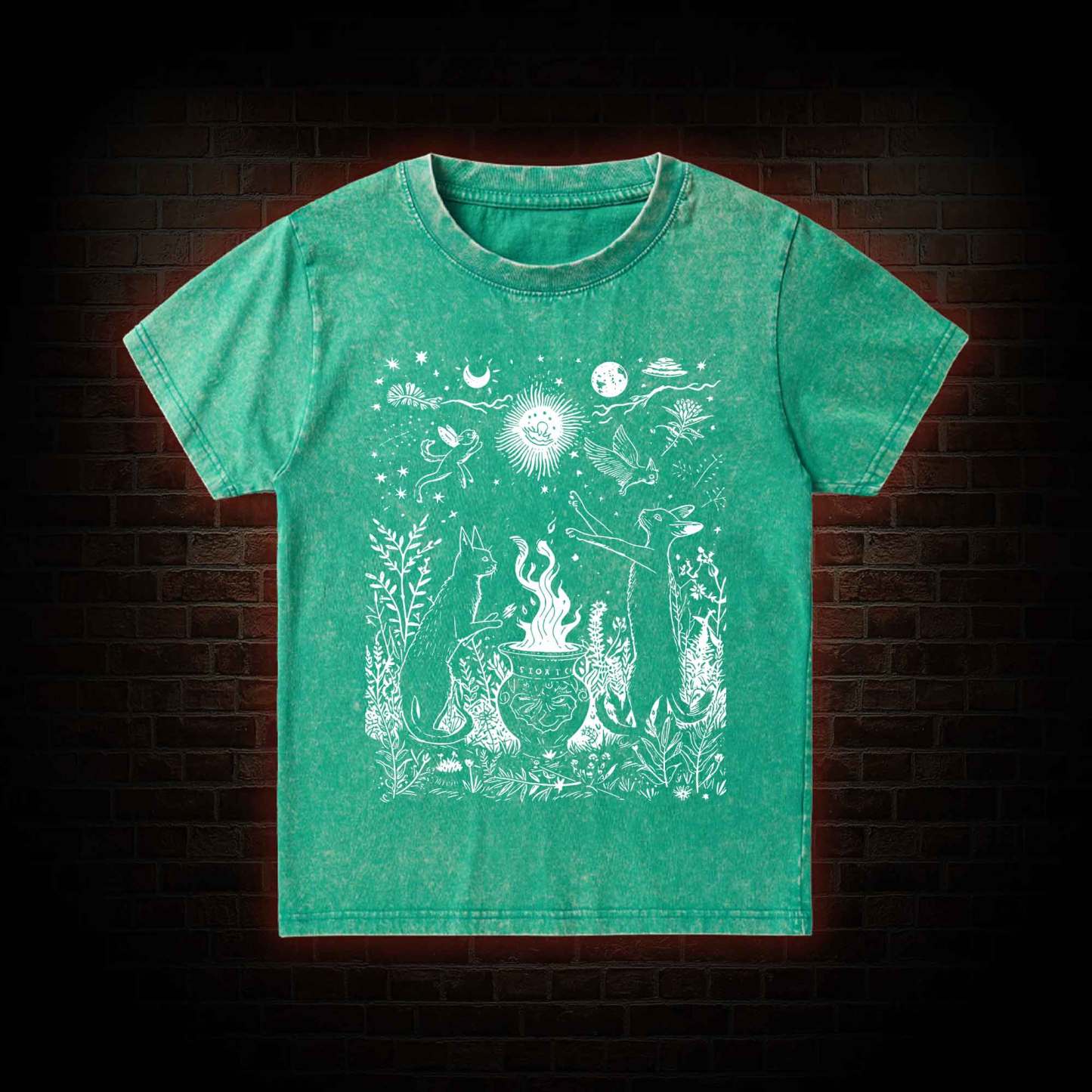 Celestial Cat Kid Washed T-Shirt