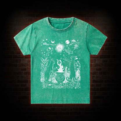 Celestial Cat Kid Washed T-Shirt