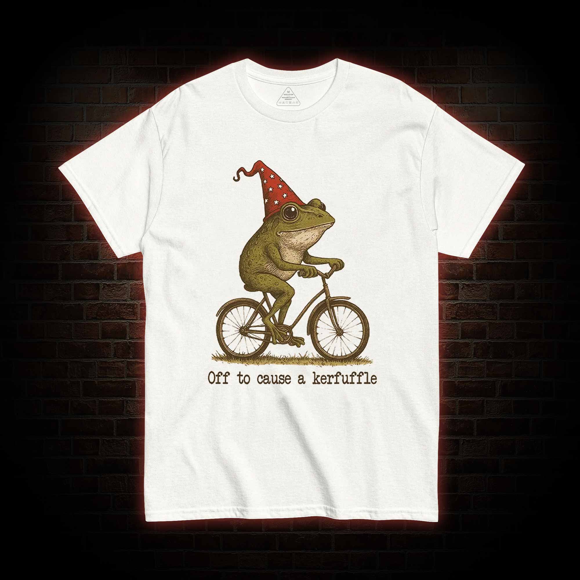 Off to Cause a Kerfuffle Frog T-shirt