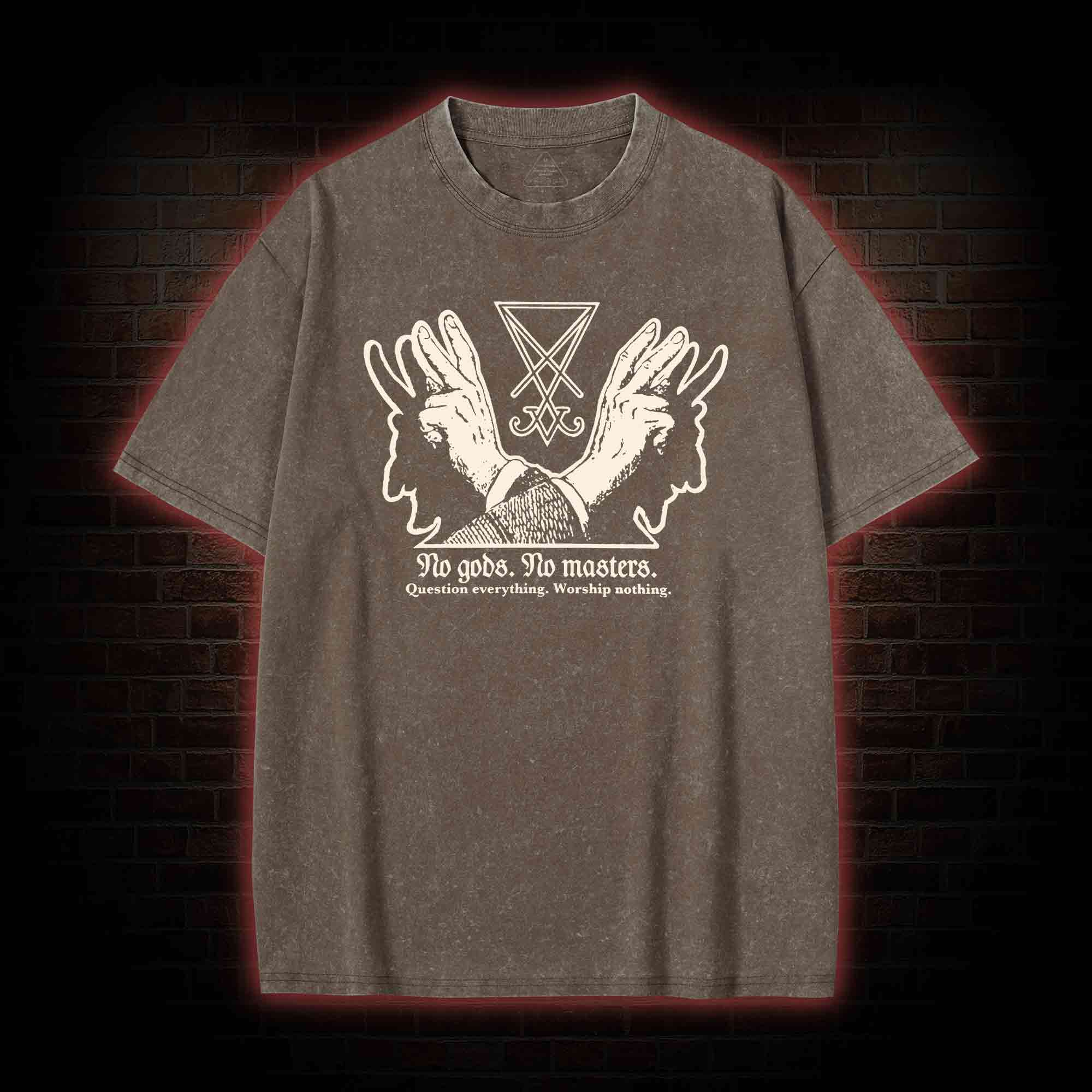 No Gods No Masters Sigil of Lucifer Washed T-shirt