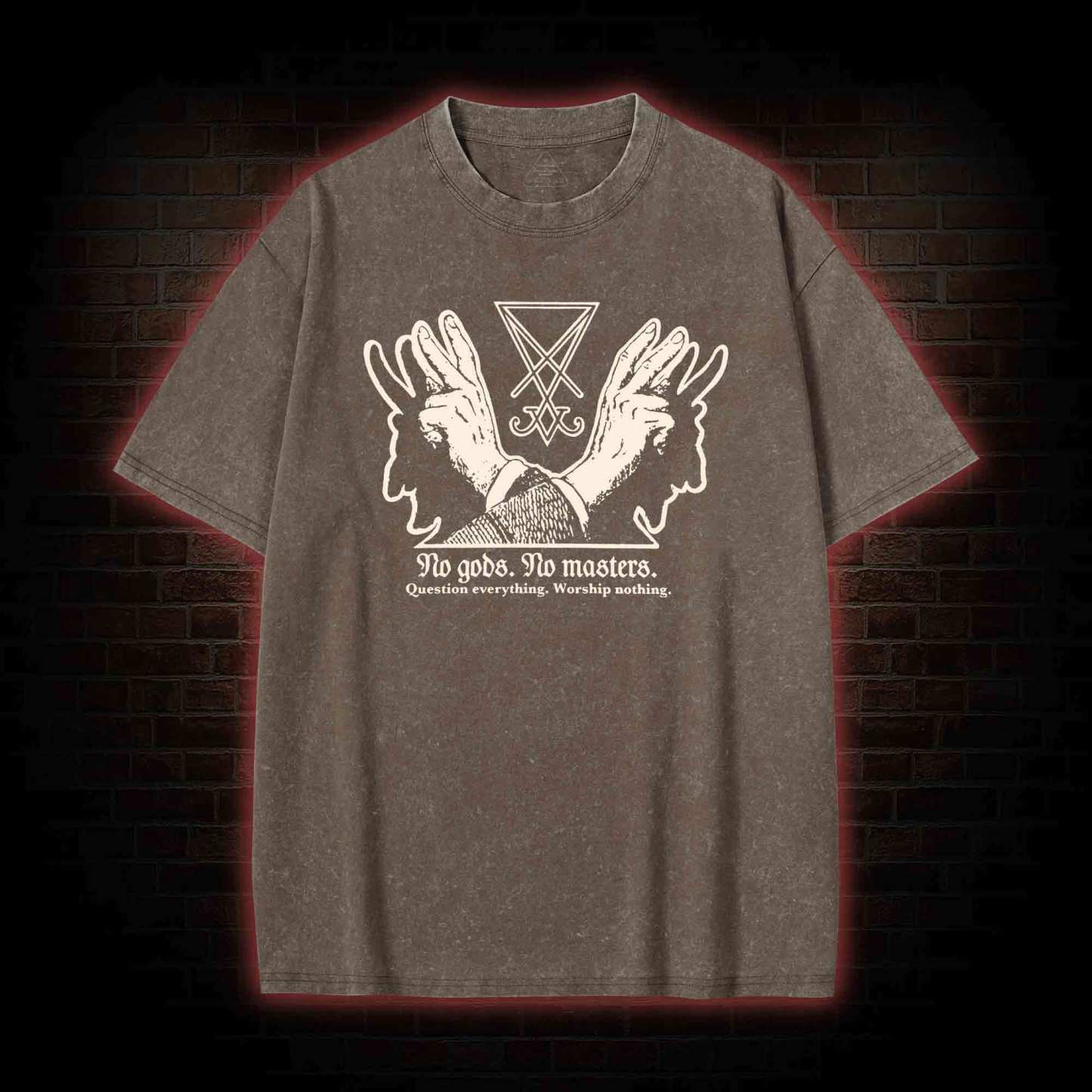 No Gods No Masters Sigil of Lucifer Washed T-shirt