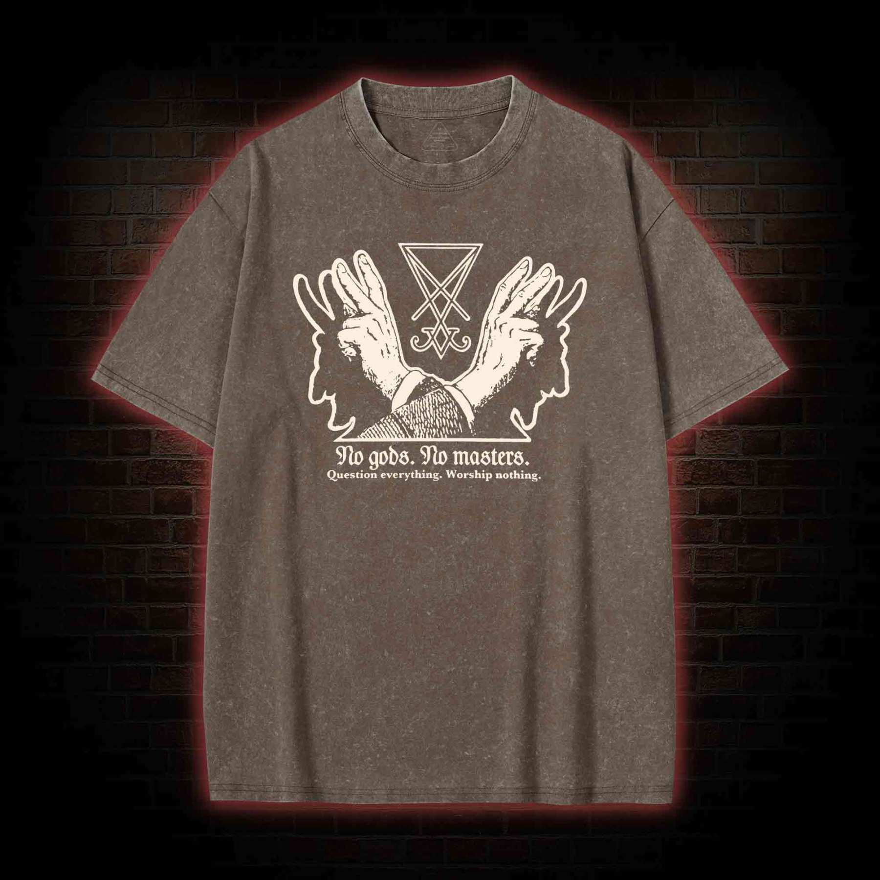 No Gods No Masters Sigil of Lucifer Washed T-shirt