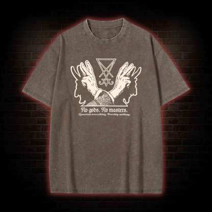 No Gods No Masters Sigil of Lucifer Washed T-shirt