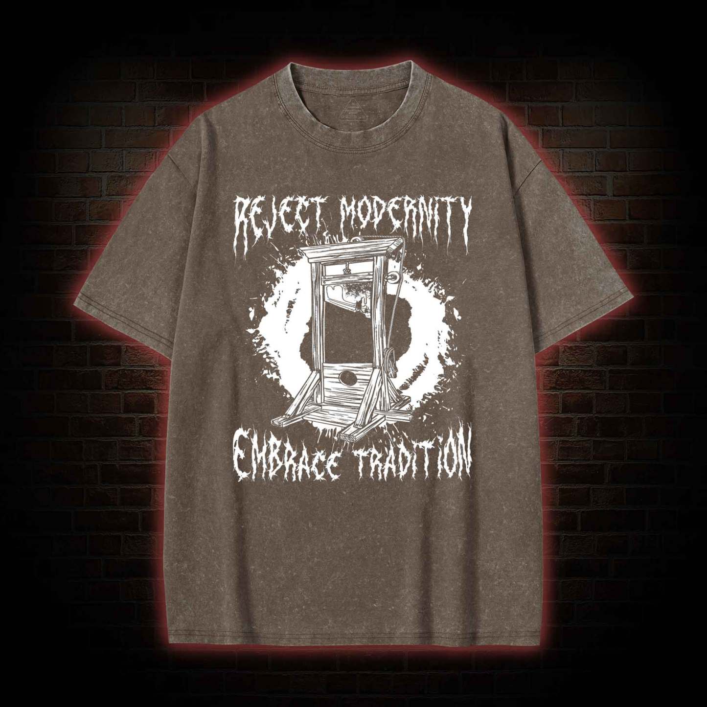 Reject Modernity Embrace Guillotine Washed T-shirt
