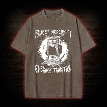 Reject Modernity Embrace Guillotine Washed T-shirt