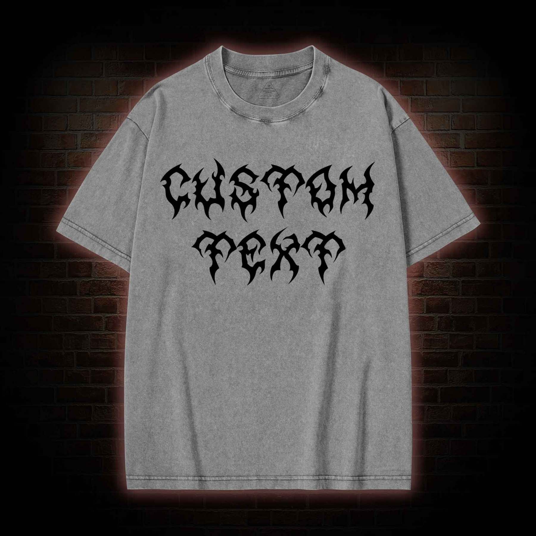 Personalized Style Custom Text Washed T-shirt