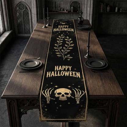Happy Halloween Skull Table Runner