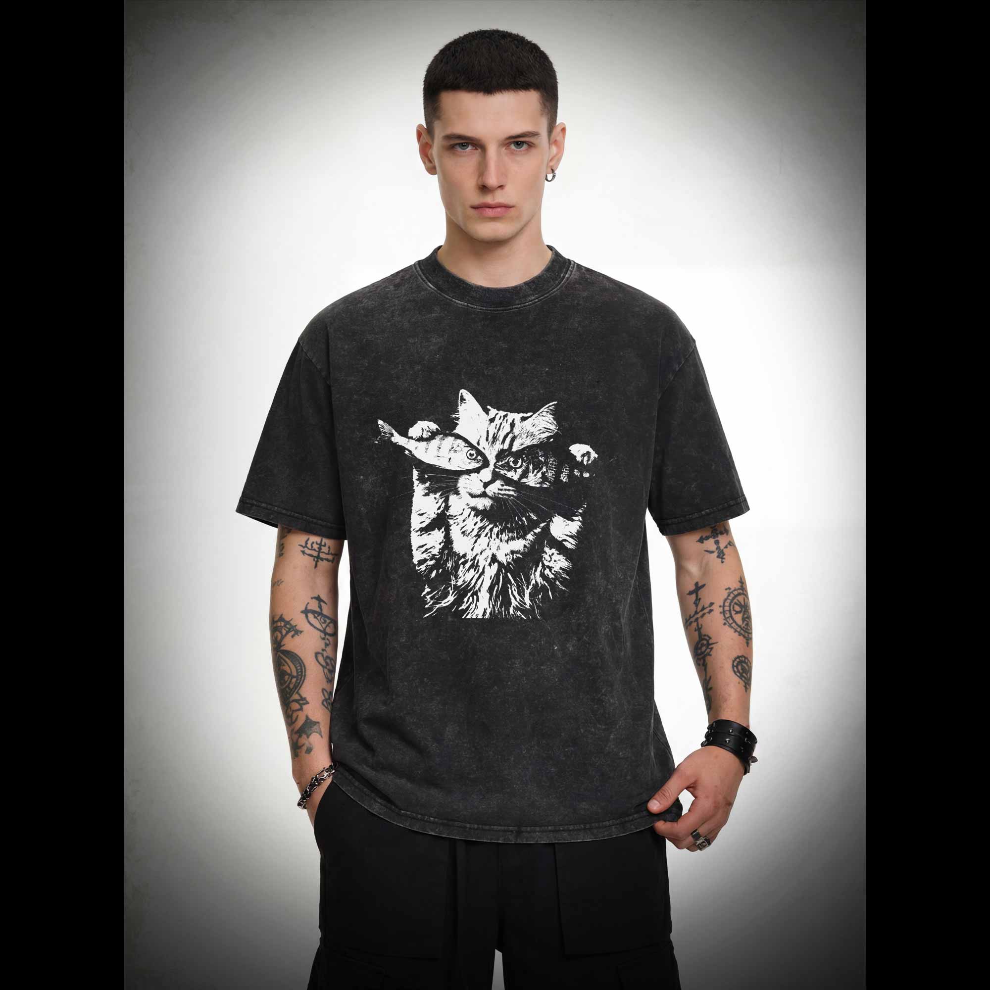 Fish Eye Cat Washed T-shirt